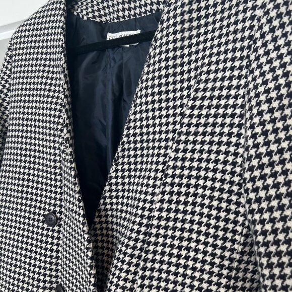 SK & Company Vintage Navy Blue and White Wool Houndstooth Blazer Jacket Size 16 - Picture 4 of 7